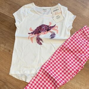 Gymboree White and Pink Crab Matching Set